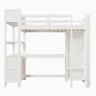 Cama alta 90 x 200 cm u2013 secretária, roupeiro e prateleiras, sem colchão u2013 Branco