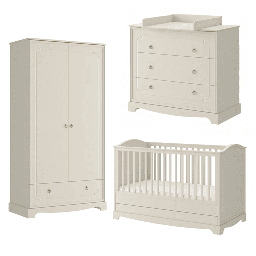 Berço evolutivo 70x140 cómoda para mudar fraldas e roupeiro 2 portas Bellamy Royal Beige