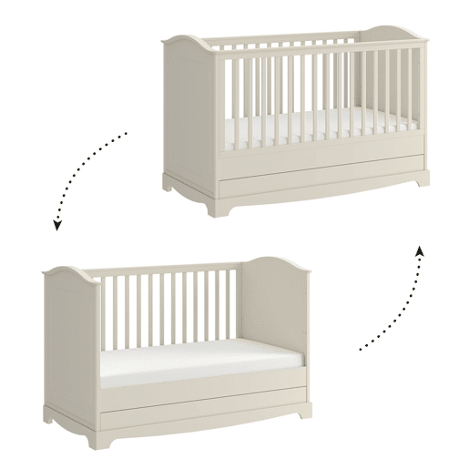Berço evolutivo 70x140 cómoda para mudar fraldas e roupeiro 2 portas Bellamy Royal Beige