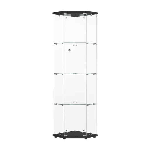 Vitrine preta com iluminação LED e prateleiras de vidro, perfeita para uso em sala de jantar, sala de estar ou escritório (60 x 42,5 x 162 cm) Vitrine preta com iluminação LED e prateleiras de vidro, perfeita para uso em sala de jantar, sala de estar ou escritório (60 x 42,5 x 162 cm)