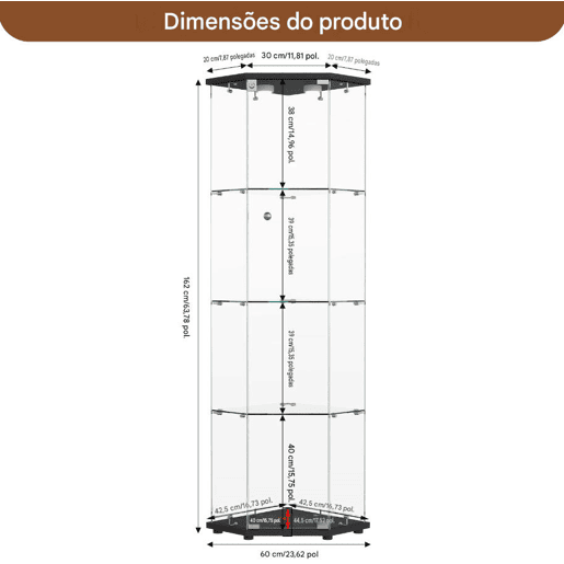 Vitrine preta com iluminação LED e prateleiras de vidro, perfeita para uso em sala de jantar, sala de estar ou escritório (60 x 42,5 x 162 cm) Vitrine preta com iluminação LED e prateleiras de vidro, perfeita para uso em sala de jantar, sala de estar ou escritório (60 x 42,5 x 162 cm)