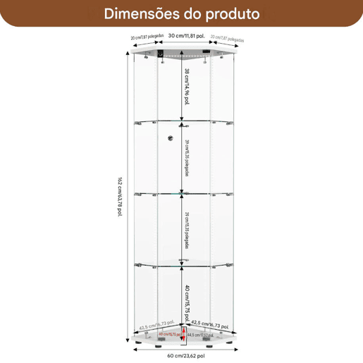 Vitrine de LED, armário de vidro com prateleiras, branco, ideal para sala de jantar, sala de estar ou escritório (60 x 42,5 x 162 cm). Vitrine de LED, armário de vidro com prateleiras, branco, ideal para sala de jantar, sala de estar ou escritório (60 x 42,5 x 162 cm).