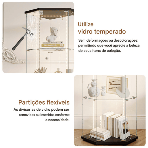 Vitrine de LED, armário de vidro com prateleiras, branco, ideal para sala de jantar, sala de estar ou escritório (60 x 42,5 x 162 cm). Vitrine de LED, armário de vidro com prateleiras, branco, ideal para sala de jantar, sala de estar ou escritório (60 x 42,5 x 162 cm).