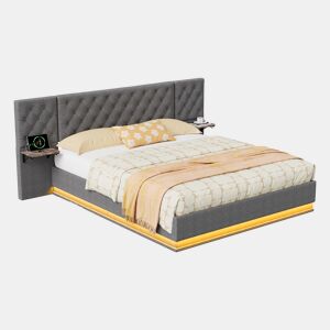 Cama de casal (140 x 200 cm), ecrã LED, portas USB e Tipo-C, cama com espaço de arrumação