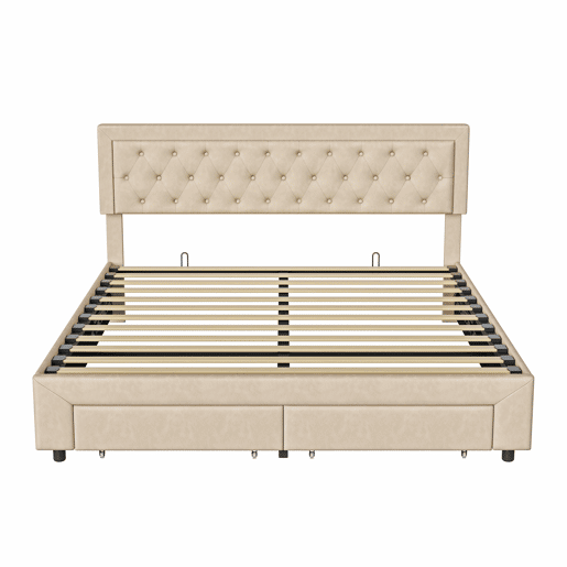 Cama de casal (180x200 cm) com estofo em veludo Beige cama com sistema de elevação hidráulica, contendo um compartimento de arrumação e duas gavetas Cama de casal (180x200 cm) com estofo em veludo Beige cama com sistema de elevação hidráulica, contendo um compartimento de arrumação e duas gavetas