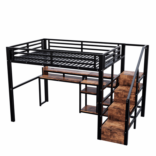 Cama alta 140 x 200 cm u2013 roupeiro com escada, USB, Type-C e LED u2013 preta Cama alta 140 x 200 cm u2013 roupeiro com escada, USB, Type-C e LED u2013 preta
