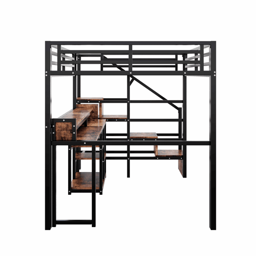 Cama alta 140 x 200 cm u2013 roupeiro com escada, USB, Type-C e LED u2013 preta Cama alta 140 x 200 cm u2013 roupeiro com escada, USB, Type-C e LED u2013 preta