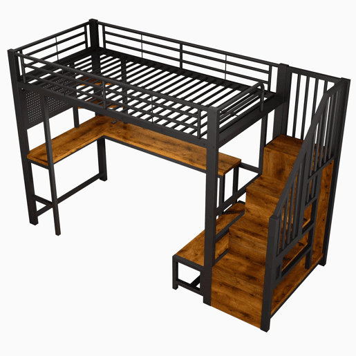 Cama alta 90 x 200 cm u2013 secretária, USB-C, prateleiras e LED, sem colchão u2013 preta Cama alta 90 x 200 cm u2013 secretária, USB-C, prateleiras e LED, sem colchão u2013 preta