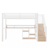 Cama alta 90 x 200 cm u2013 roupeiro com escada, prateleira, USB, Type-C e LED, sem colchão u2013 branco