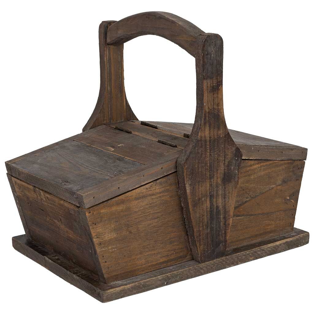 Cesto de madera marrón 36.5x25x31h cm