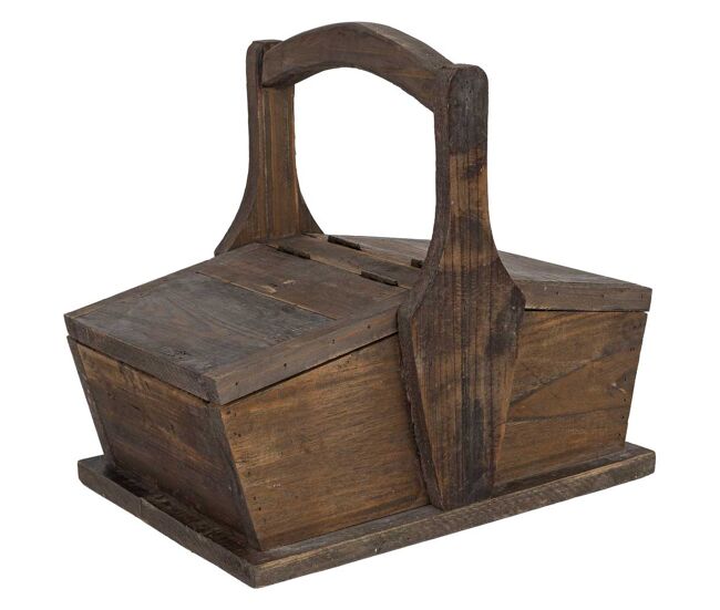 Cesto de madera marrón 36.5x25x31h cm