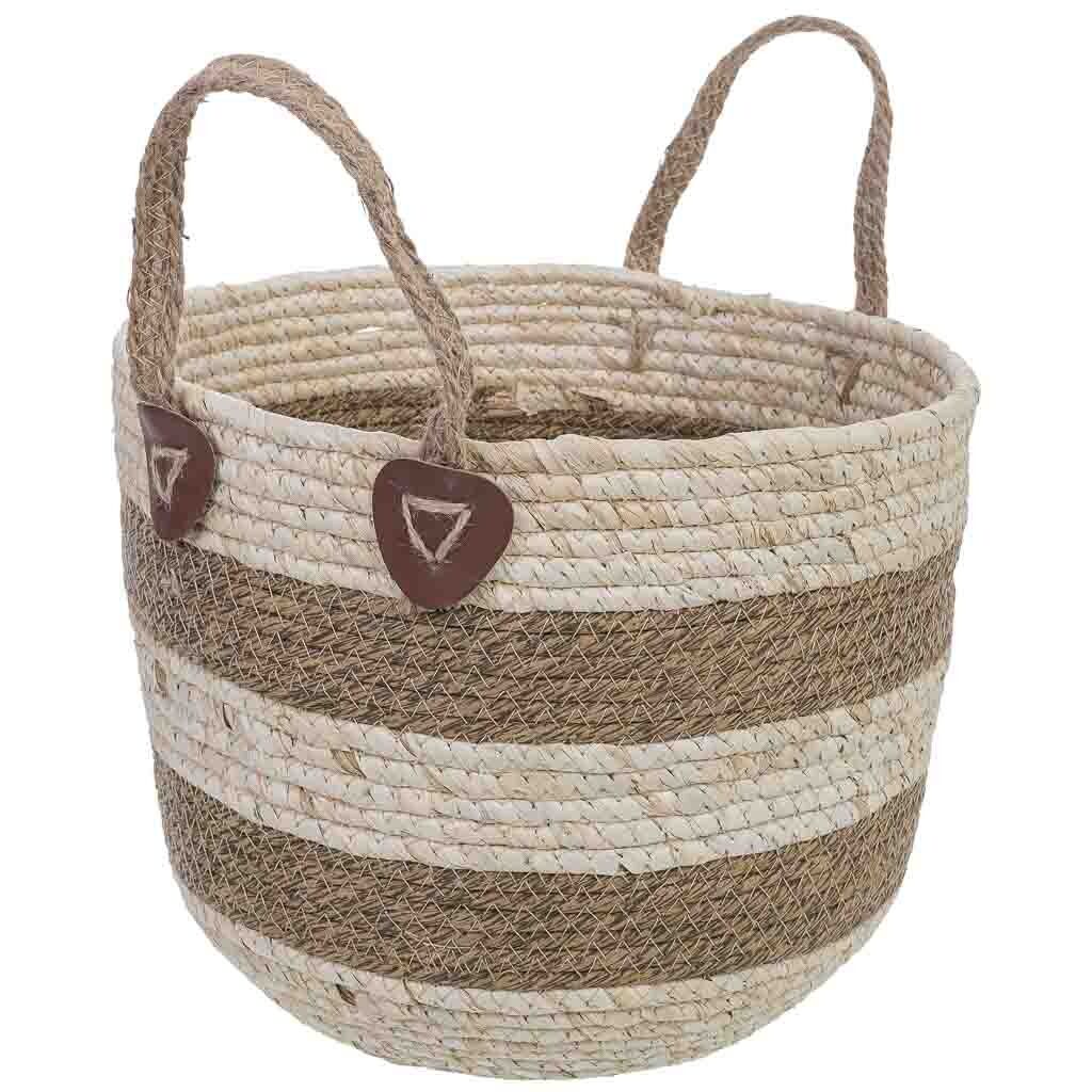 Cesto de fibra natural marrón d30.5x26.5h cm
