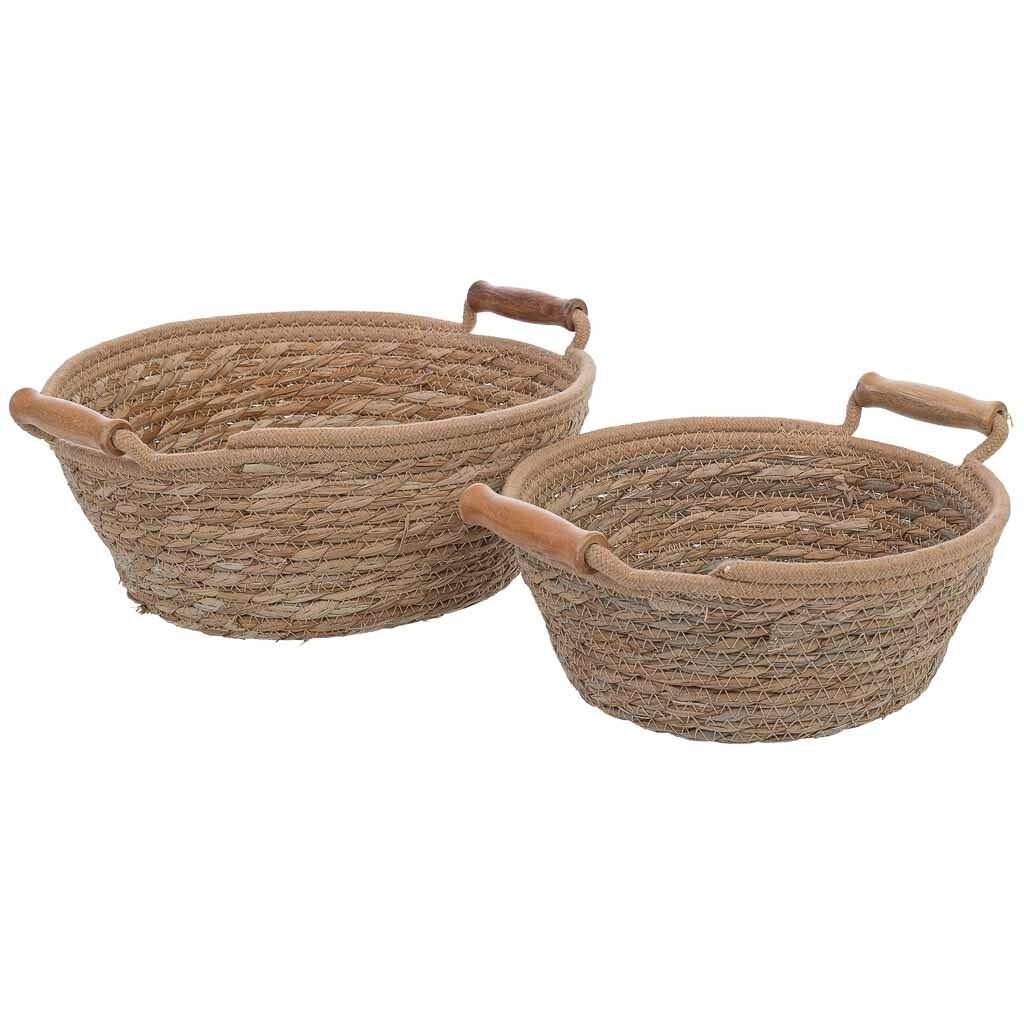 Set 2 cestos de fibra natural marrón d28x12, d23x10h cm