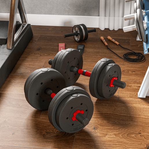 HOMCOM Conjunto de Halteres Ajustáveis 2 em 1 15 kg com Barra de Ligação e Pegas Antiderrapantes para Ginásio em Casa HOMCOM Conjunto de Halteres Ajustáveis 2 em 1 15 kg com Barra de Ligação e Pegas Antiderrapantes para Ginásio em Casa