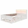 Cama infantil 90 x 200 cm u2013 com grades, laterais almofadadas e luzes LED, sem colchão u2013 branca