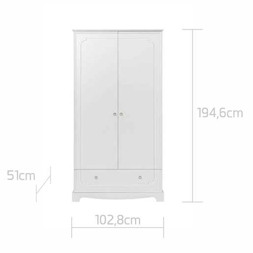Berço evolutivo 70x140 e roupeiro 2 portas Bellamy Royal Beige