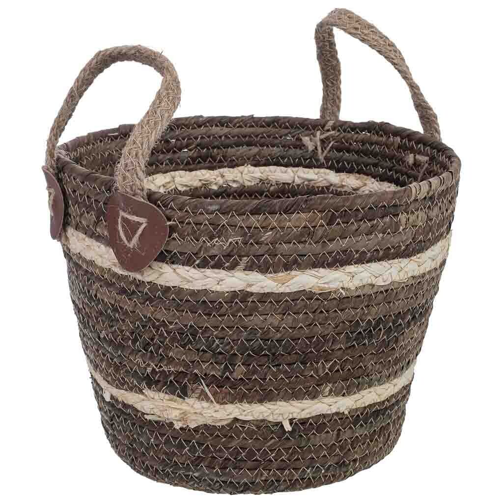 Cesto de fibra natural marrón d25x20h cm