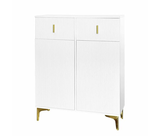 Aparador moderno - 2 puertas con estantes regulables y 2 cajones - blanco
