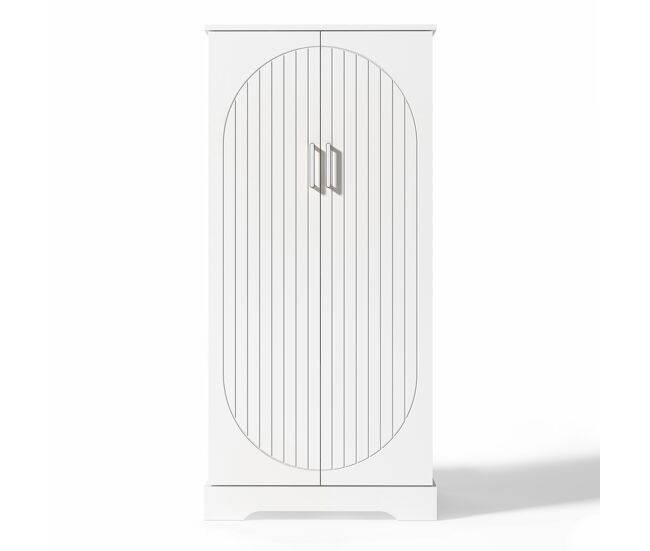 Aparador 60x35x128 cm - multifuncional con luz led, estantes ajustables, puertas dobles - blanco