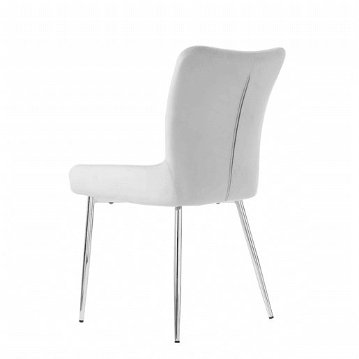 Conjunto de 2 cadeiras de jantar u2013 veludo, pés metálicos prateados e apoio lombar u2013 Cinzento