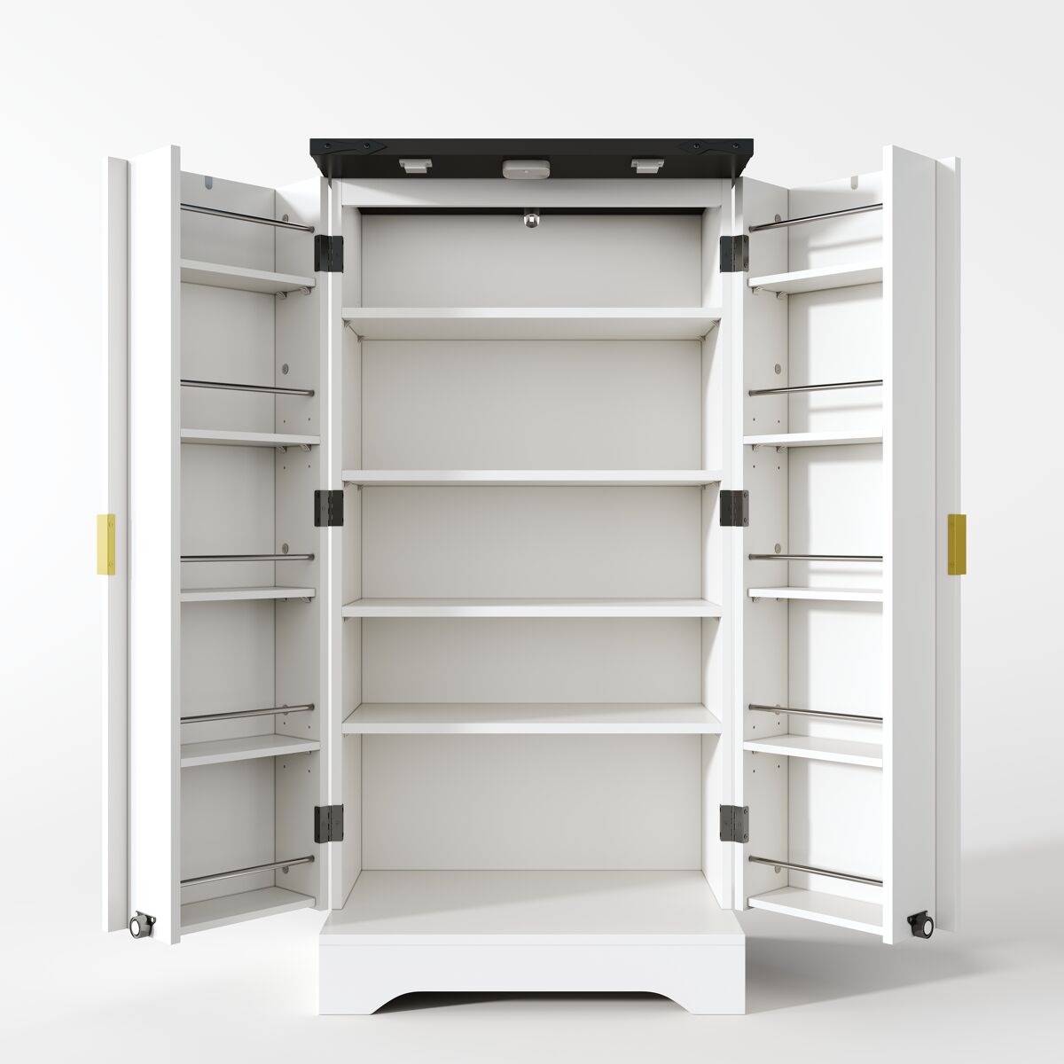 Aparador 120x60,5x40 cm - con luz led, estantes ajustables, diseño moderno - blanco