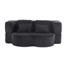 Sofá-cama de 2 lugares - moderno, com 4 almofadas, colchão dobrável de espuma de alta densidade - preto