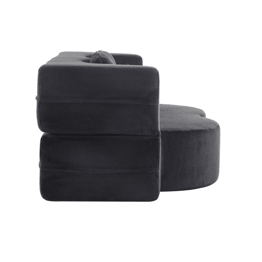 Sofá-cama de 2 lugares - moderno, com 4 almofadas, colchão dobrável de espuma de alta densidade - preto Sofá-cama de 2 lugares - moderno, com 4 almofadas, colchão dobrável de espuma de alta densidade - preto