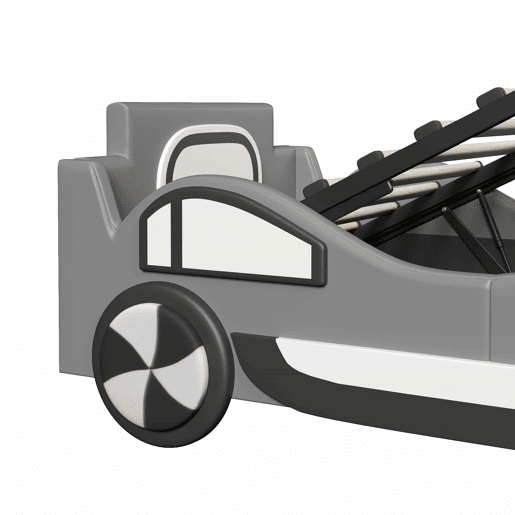 Cama infantil em forma de carro, 90 x 200 cm u2013 base e baú hidráulico, sem colchão u2013 cinzenta Cama infantil em forma de carro, 90 x 200 cm u2013 base e baú hidráulico, sem colchão u2013 cinzenta