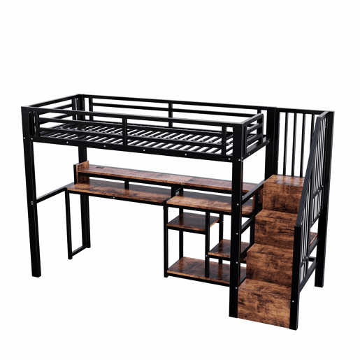 Cama alta 90 x 200 cm u2013 armário com escada, prateleira, USB, Type-C e LED, sem colchão u2013 Preto Cama alta 90 x 200 cm u2013 armário com escada, prateleira, USB, Type-C e LED, sem colchão u2013 Preto