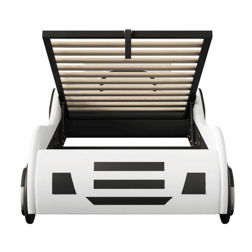Cama infantil em forma de carro 90 x 200 cm - base e baú hidráulico, sem colchão - branco Cama infantil em forma de carro 90 x 200 cm - base e baú hidráulico, sem colchão - branco