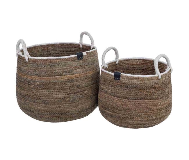 Set 2 cestos de fibra natural marrón d43x33, d33x27h cm