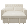 Sofá-cama multifuncional de 2 lugares - com arrumação, porta-copos, porta USB, almofadas - Bege