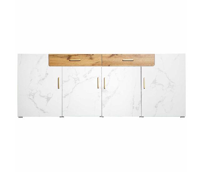 Aparador l 200 cm - 4 puertas con 2 cajones - blanco