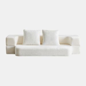 Sofá-cama de 2 lugares - design moderno, convertível, pronto a usar, fácil de transportar - branco