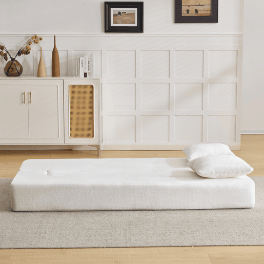 Sofá-cama de 2 lugares - design moderno, convertível, pronto a usar, fácil de transportar - branco
