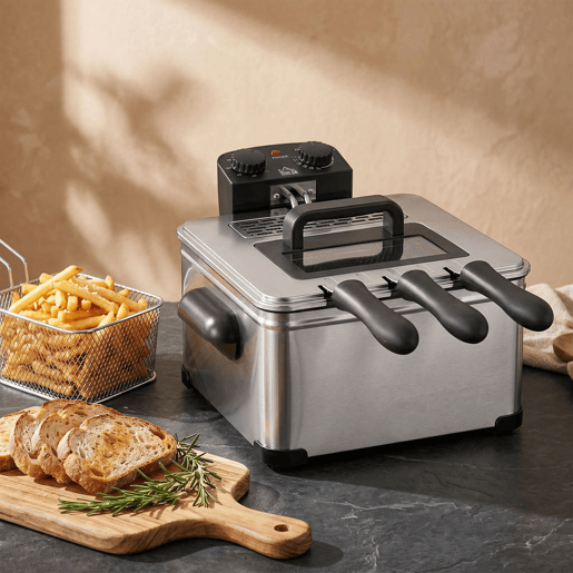 HOMCOM Fritadeira 5 L 2000 W com Temperatura Ajustável até 190 °C, Cuba Removível, Janela de Visualização e Temporizador 60 min