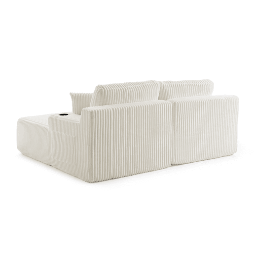 Sofá-cama relax de 2 lugares - tecido de veludo cotelê macio, bolso lateral para revistas, porta-copos e almofadas, ideal para a sala de estar, sala de jogos, escritório e quarto de hóspedes - Bege