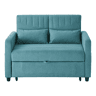 Sofá-cama de 2 lugares u2013 design moderno dobrável, encosto com 3 posições u2013 azul esverdeado antigo