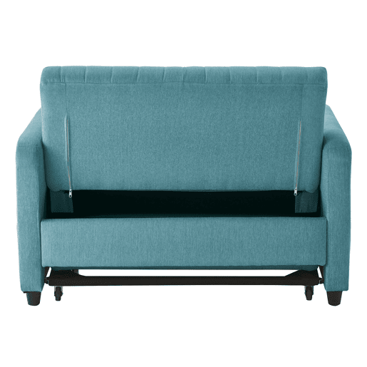 Sofá-cama de 2 lugares u2013 design moderno dobrável, encosto com 3 posições u2013 azul esverdeado antigo
