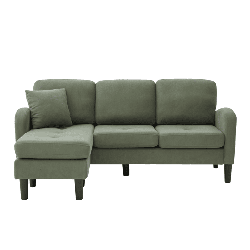 Sofá de canto de 3 lugares 166x118x77 cm - Chaise longue modular, tecido cordão - Verde