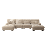Sofá modular em U - 4 lugares, chaise longue removível, combinação DIY, chenille confortável - Castanho claro