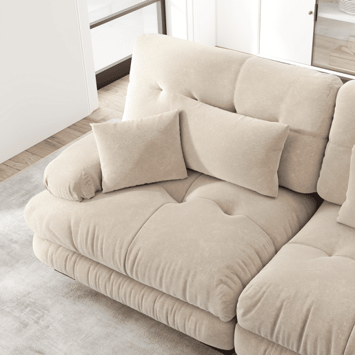 Sofá modular em U - 4 lugares, chaise longue removível, combinação DIY, chenille confortável - Castanho claro