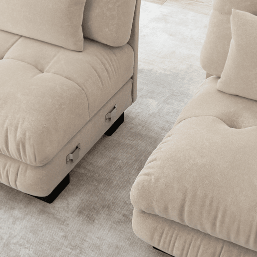 Sofá modular em U - 4 lugares, chaise longue removível, combinação DIY, chenille confortável - Castanho claro