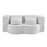 Sofá-cama de 2 lugares - moderno, com 4 almofadas e colchão dobrável de espuma de alta densidade - branco