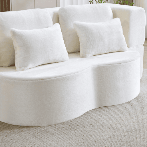 Sofá-cama de 2 lugares - moderno, com 4 almofadas e colchão dobrável de espuma de alta densidade - branco Sofá-cama de 2 lugares - moderno, com 4 almofadas e colchão dobrável de espuma de alta densidade - branco