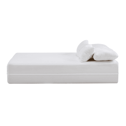 Sofá-cama de 2 lugares - moderno, com 4 almofadas e colchão dobrável de espuma de alta densidade - branco Sofá-cama de 2 lugares - moderno, com 4 almofadas e colchão dobrável de espuma de alta densidade - branco