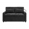 Sofá regulável multi-ângulo convertível em tecido chenille - 2 lugares - com suporte para telemóvel e portas USB - Cinzento