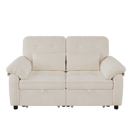 Sofá-cama de 2 lugares - 3 em 1, dobrável, encosto reclinável, função cama, porta USB, tecido felpudo - bege Sofá-cama de 2 lugares - 3 em 1, dobrável, encosto reclinável, função cama, porta USB, tecido felpudo - bege
