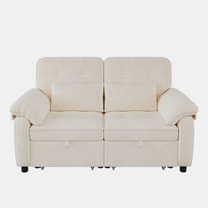 Sofá-cama de 2 lugares - 3 em 1, dobrável, encosto reclinável, função cama, porta USB, tecido felpudo - bege