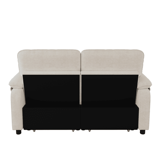 Sofá-cama de 2 lugares - 3 em 1, dobrável, encosto reclinável, função cama, porta USB, tecido felpudo - bege Sofá-cama de 2 lugares - 3 em 1, dobrável, encosto reclinável, função cama, porta USB, tecido felpudo - bege